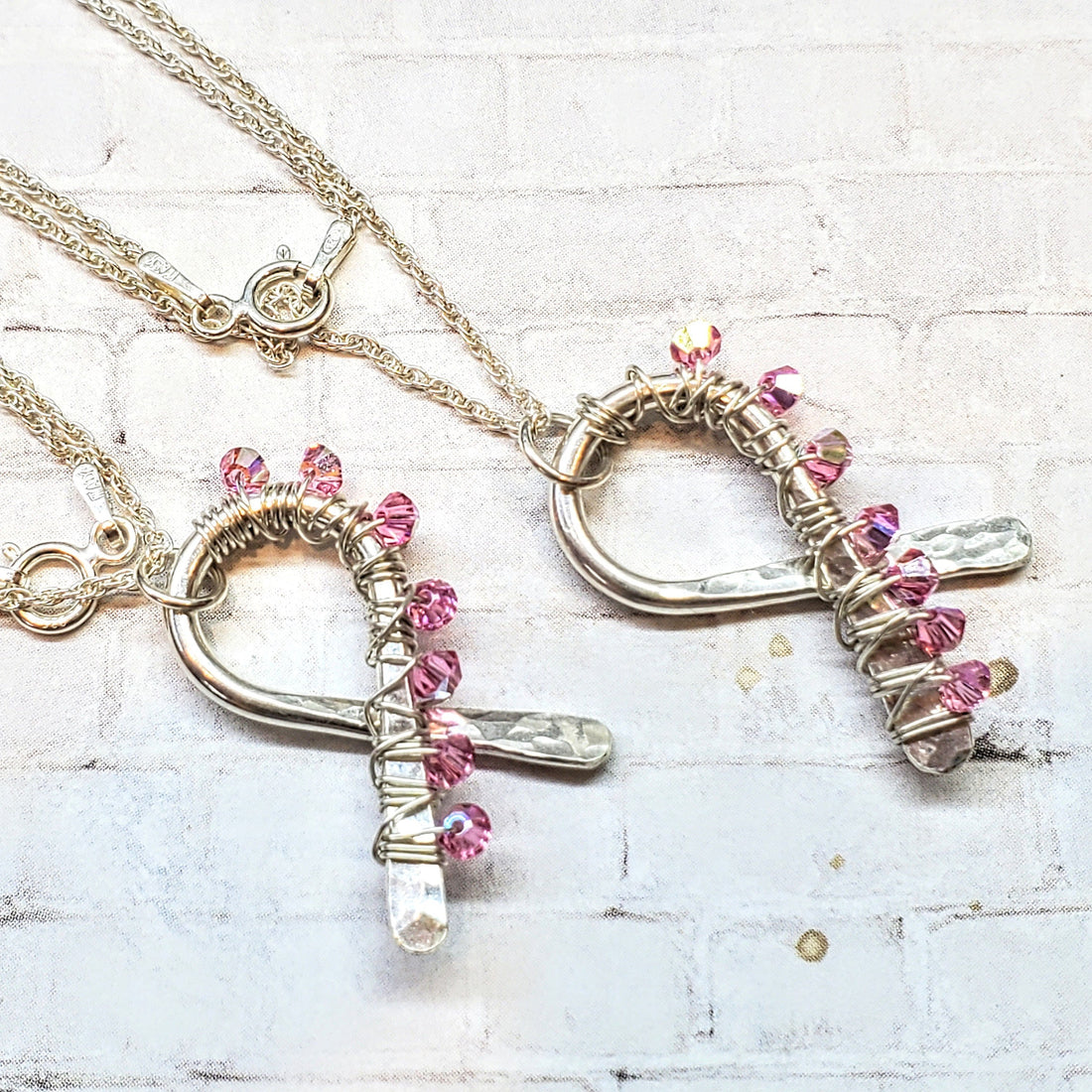 2024 Breast Cancer Awareness Crystal Ribbon Necklace - Limited Edition
