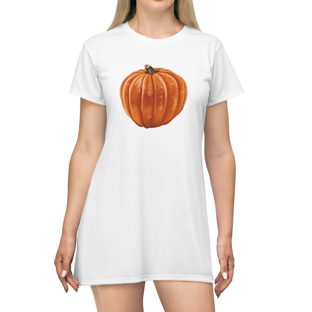 Pumpkin All Over Print T-Shirt Dress