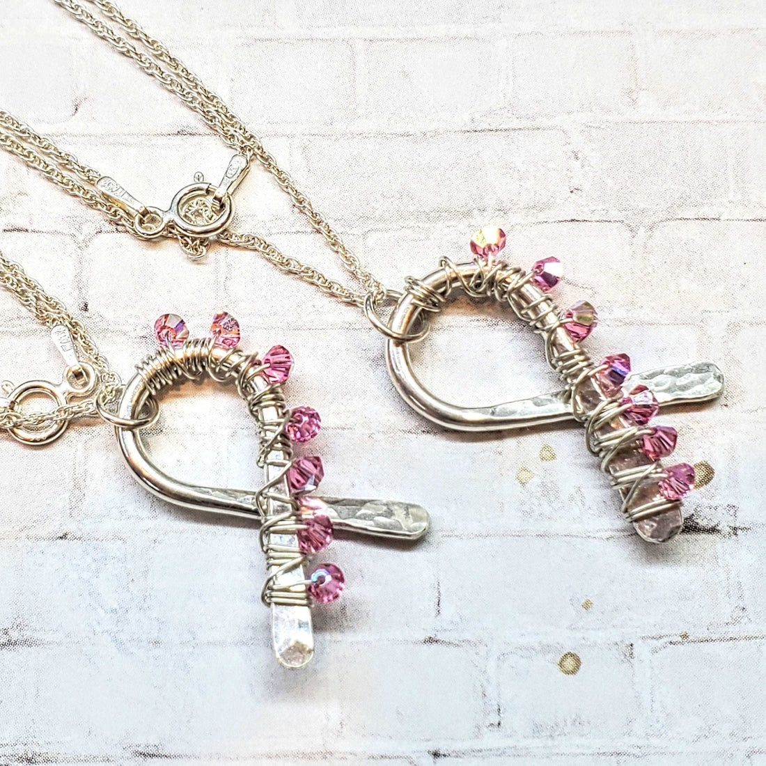 2024 Breast Cancer Awareness Crystal Ribbon Necklace - Limited Edition